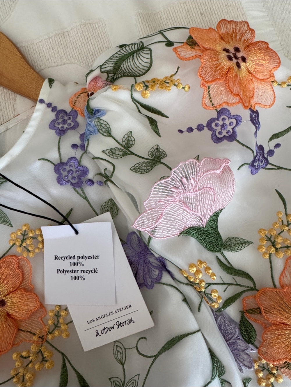 Embroidered Appliqué Puff-Sleeve Blouse - White with Florals BNWT